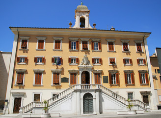 Italy, Livorno the city council building facade.