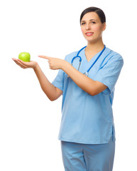 Young doctor with apple