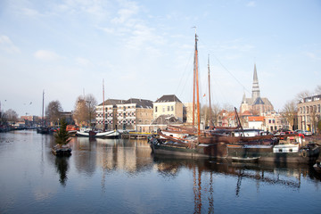 old ships in harbour of Gouda
