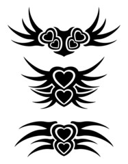 Hearts tribal tattoo set
