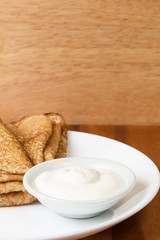 russian crepes with sour cream