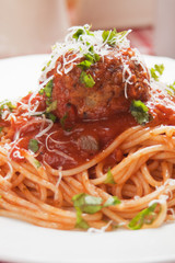 Spaghetti pasta and meatballs
