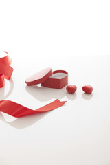 Red Heart Shaped Box and ribbon