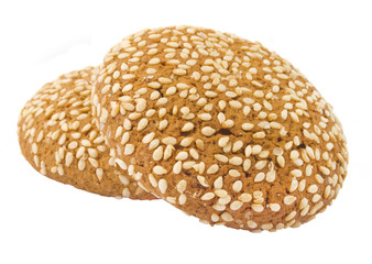 Delicious oatmeal cookie isolated on white background