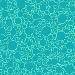 Seamless blue hand drawn pattern with bubbles
