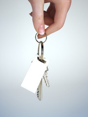 Hand holding keys, room for text or coopy space