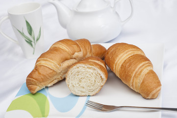 Croissants on a white plate