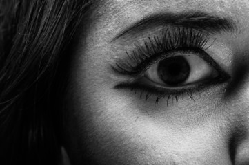 Closeup photo of a terrified girl