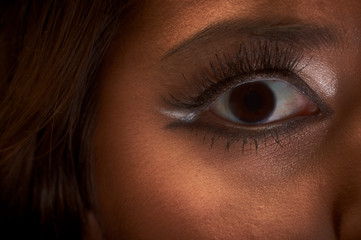Closeup photo of a terrified girl