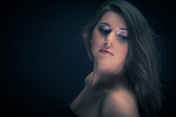 Fototapeta premium Girl with long hair in the studio