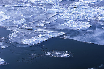 Cold chilly ice on the water