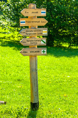 Wooden board showing the way