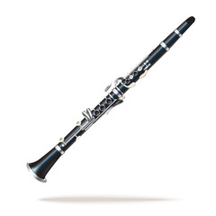 Classical clarinet, isolated on white background
