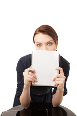 Young business woman isolated