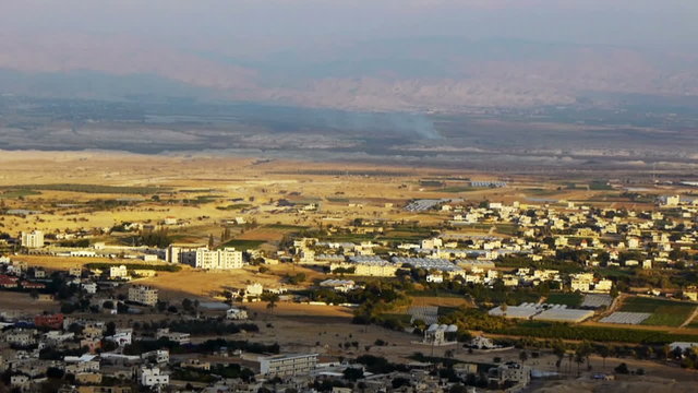 Panoramic view to Jericho from Mount of Temptation, Israel