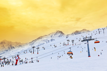 Cableway at mountains ski resort Solden Austria