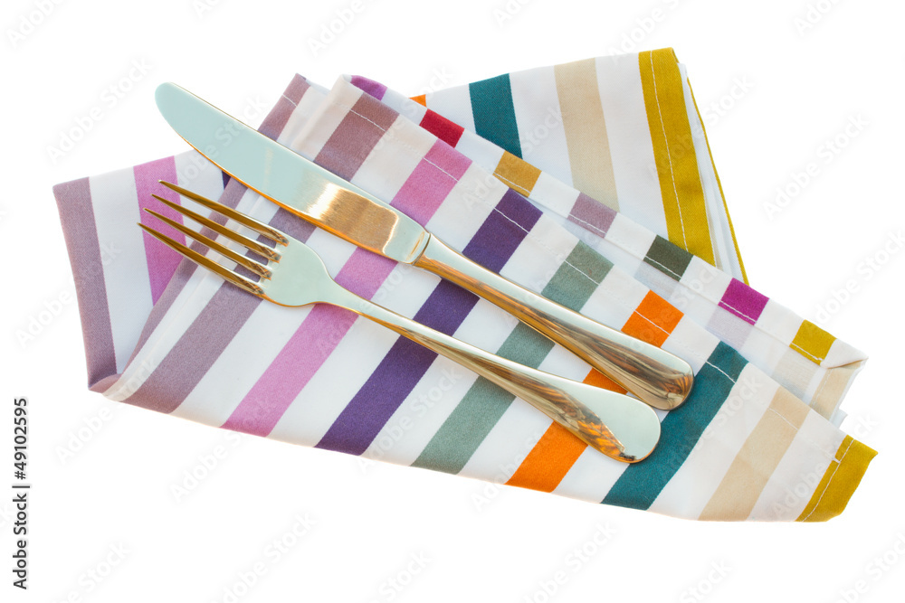 Wall mural knife and fork on napkin