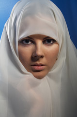 Naklejka premium woman in white hijab