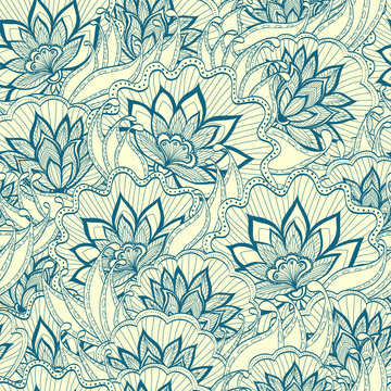 Spring pattern with handdrawn flowers