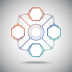 Four connected hexagonal cell.gradient