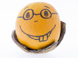 Orange mit einem Lächeln - gute Laune, Spass und Freude