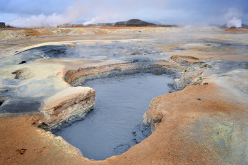 Vulcanic landscape with hot spring.