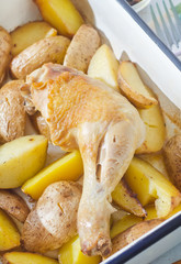 fried poato with chicken