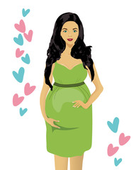 Pregnant woman isolated on white background. Vector