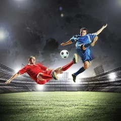 Tissu par mètre Foot deux joueurs de football frappant le ballon
