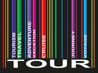 Conceptual bar code wordcloud isolated on black background