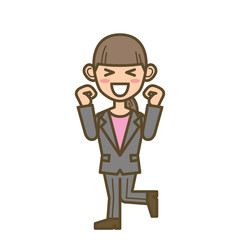 ビジネスウーマン　FW01　全身　喜ぶ