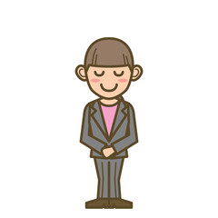 ビジネスウーマン　FW01　全身　お辞儀