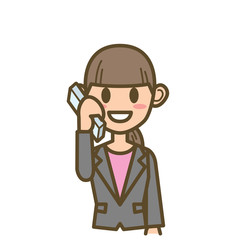 ビジネスウーマン　FW01　上半身　電話