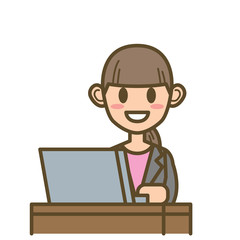 ビジネスウーマン　FW01　上半身　パソコン