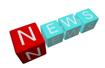 Text news cubes rendered isolated on white