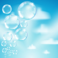 soap bubbles on heaven background