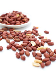 Peanuts close up on white