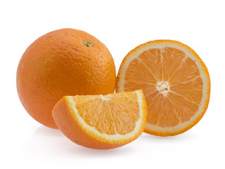 Three oranges isolated on white background.