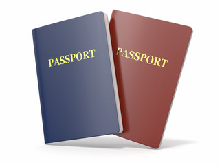 Blank passport on white isolated background. 3d
