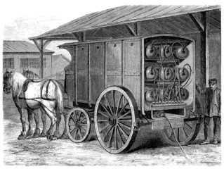 Fototapeta na wymiar Compressed Gaz Delivery - 19th century