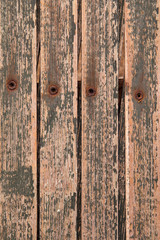 Background Texture abstract -  wood, rivets, peeling paint.