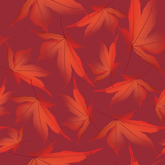 Naklejka na ściany i meble Autumn maple leaves seamless pattern background