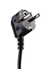 Black electric plug isolated on white background