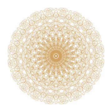 Decorative gold and frame with vintage round patterns on white!