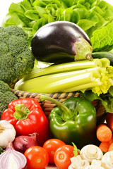 Composition with variety of raw vegetables