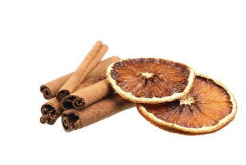 Isolated cinnamon bark on a white background