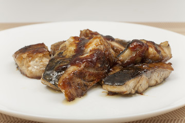 grilled mackerel with teriyaki sauce