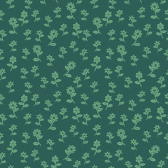 Seamless blue decorative flowers pattern