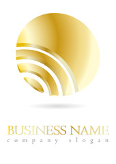 Business logo 3D gold sphere design - 49121758