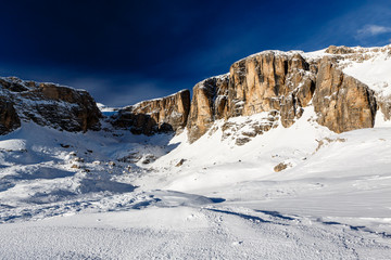 Peak of Vallon on the Skiing Resort of Corvara, Alta Badia, Dolo